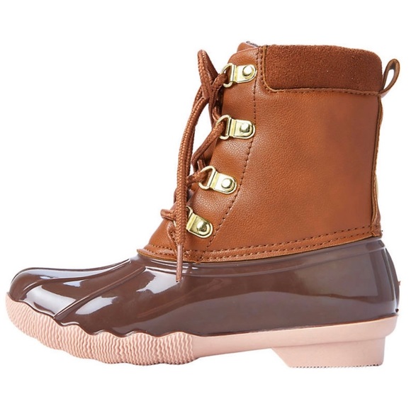 Adrienne Vittadini  | Youth Girls Gavin Duck Boots Size: 1M Youth | Pink /Brown - Picture 4 of 13